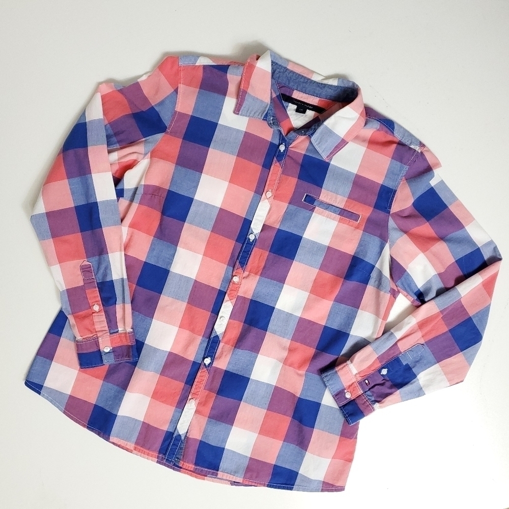 Tommy Hilfiger plaid button down shirt large